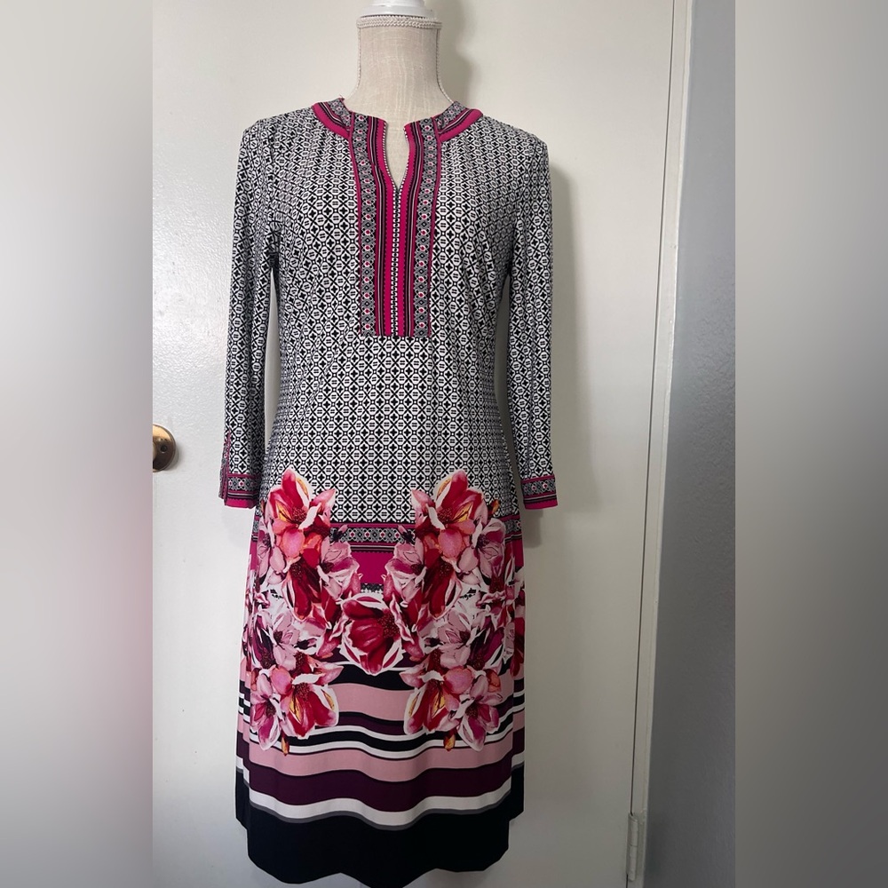 Womens New York & Company Black and Pink Patterned Dress - Picture 7 of 7